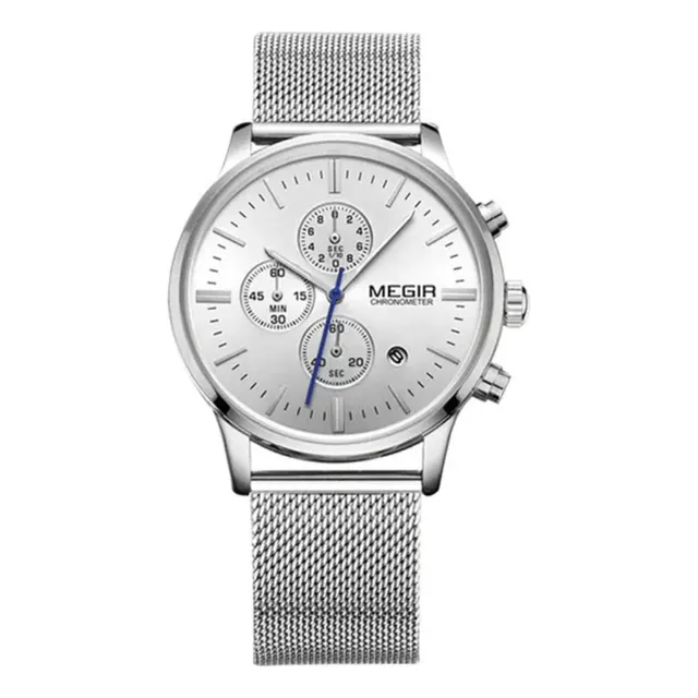 Reloj De Hombre Caballero Plateado Con Cronometro Ebk