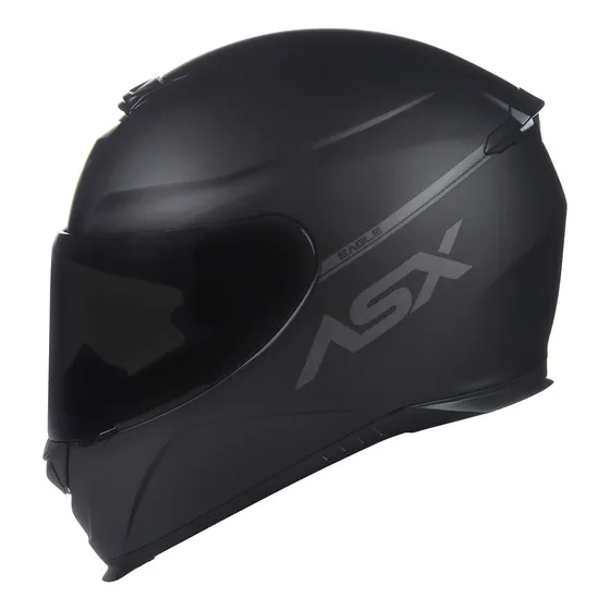 Capacete Asx Eagle Solid Preto Fosco + Viseira Fumê