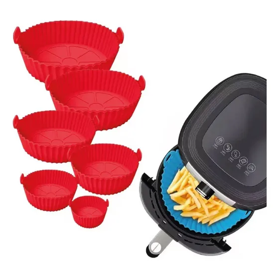 6 Moldes Bandeja Circular Silicona Air Fryer Freidora Aire