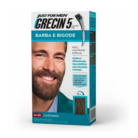 Color Gel Barba Bigode E Costeletas Castanho Grecin 5