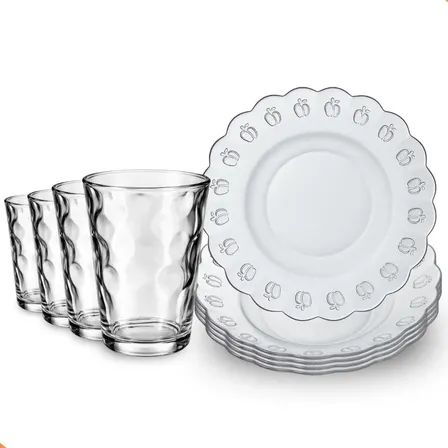Aparelho De Jantar 8 Peças |  Pratos + Copos Prato Maça