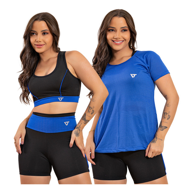 Kit Conjunto Fitness Feminino + Camiseta Roupa Academia Kit Conjunto Fitness Feminino + Camiseta Roupa Academia