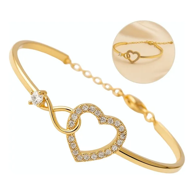 Pulsera Corazón Infinito Cobre Joyeria Dorada Para Novia