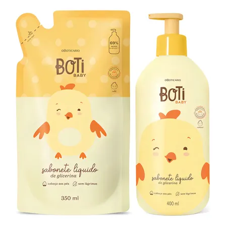 Combo Boti Baby: Sabonete Líquido De Glicerina 400ml + Refil