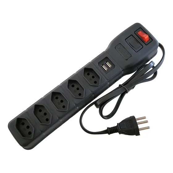 Filtro De Linha  5 Tomadas + 2 Saídas Usb C/ Cabo Universal