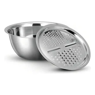 Bowl Ralador De Legumes Queijo Manual Tigela Inox Vasilha Bowl Ralador De Legumes Queijo Manual Tigela Inox Vasilha
