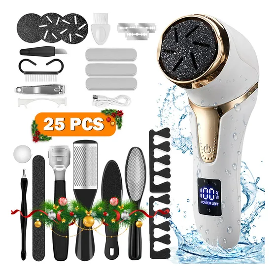 Removedor De Callos Eléctrico Para Pies Con Aspiradora Portátil Máquinas Exfoliador Kit De Pedicura Lima Para Pies Removedor De Callos Batería De 1500 Mah Velocidad Del Motor 1700rpm 2200rpm 25pcs