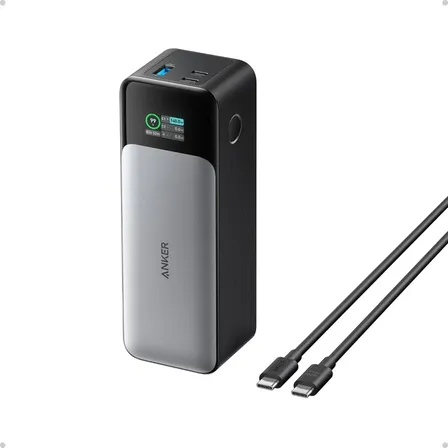 Cargador Portátil Power Bank Anker 737, 24000mah Cargador Para Portátil De 3 Puertos Con Salida De 140w, Batería Externa... Negro