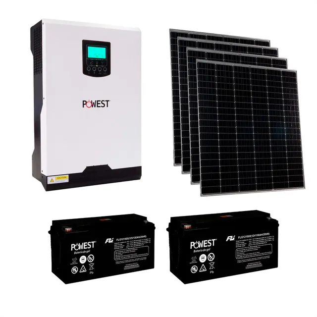 Kit Inversor Solar Powest 3kva + 4 Paneles + 2 Baterías Gel