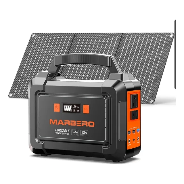 Estacion De Carga 167w Con Panel Solar Marbero.