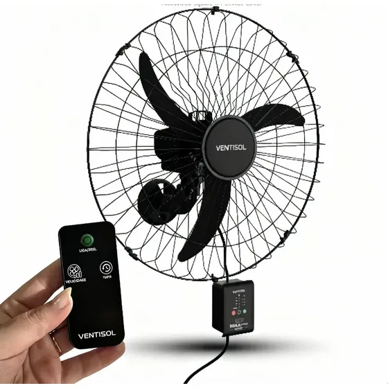 Ventilador Parede Max Control 3p 60cm Bivolt Ventisol 200w 60 Cm Preto Plástico 3