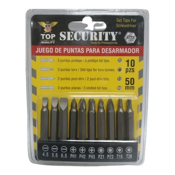 Juego De Puntas Para Taladro Desarmador De 10 Piezas De 50mm
