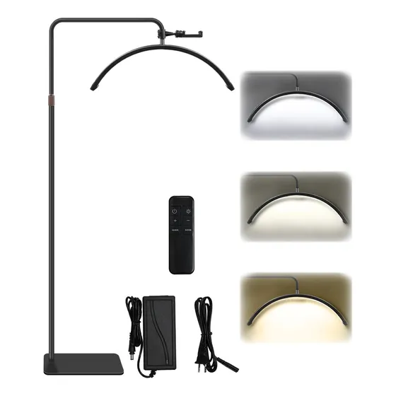 Luminária Arco Meia Lua 186 Cm Com Suporte E Controle Remoto