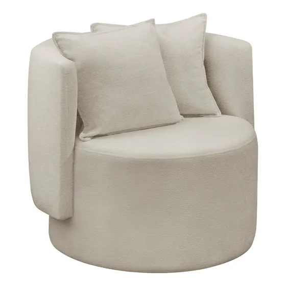 Poltrona Orgânica Maya Boucle Cru Redonda Decorativa 90cm Cor Bege Desenho Do Tecido Felpudo