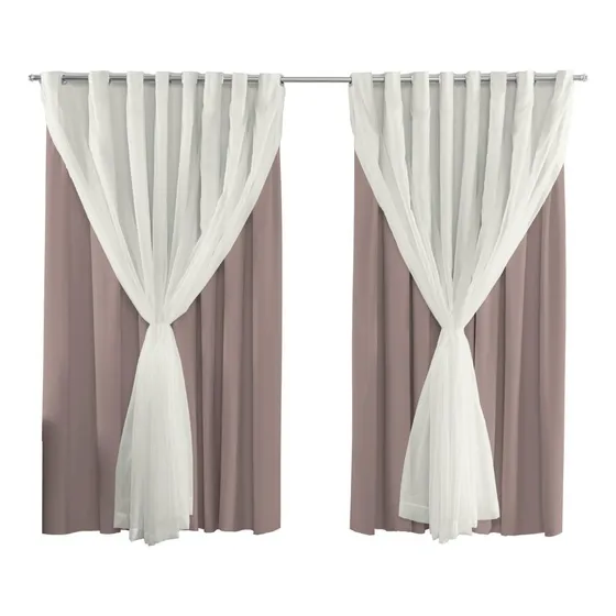 Cortina Blackout Pvc Com Voil 3,00m X 2,70m Varão Simples