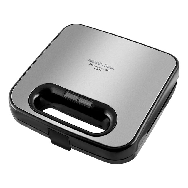 Sanduicheira E Grill Britânia Bgr16 2 Em 1 Redstone 750w Cor Preto Com Prata Sanduicheira E Grill Britânia Bgr16 2 Em 1 Redstone 750w Cor Preto Com Prata
