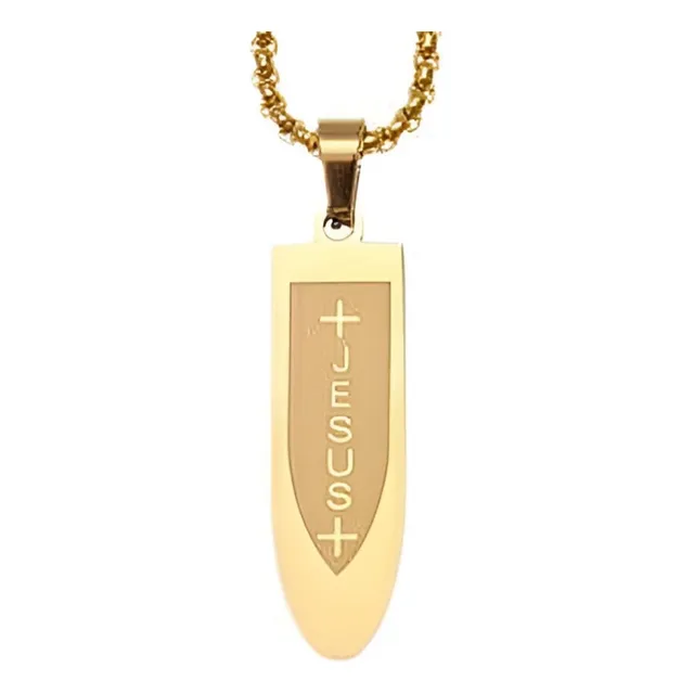 Collar Cruz Jesus Cadena Placa Militar Hombre Acero Graduaci