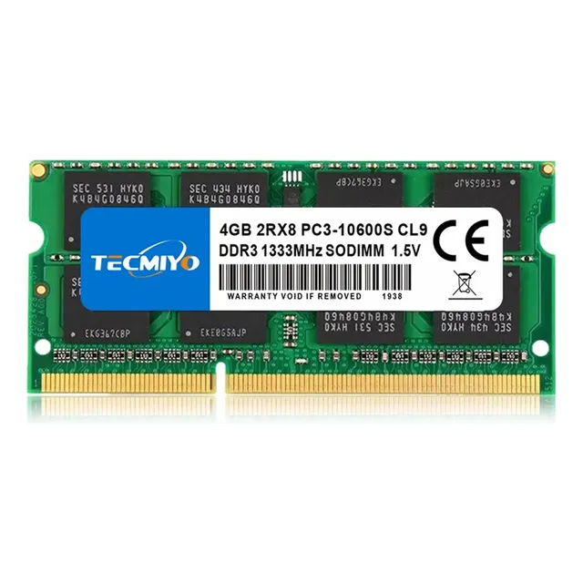 Memoria Ram Tecmiyo 4gb Ddr3 1333mhz Sodimm Pc3-10600s Notebook