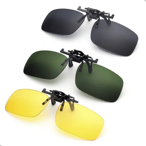 Kit 3 Clip On Lente Adapta Encaixa Oculos Dirigir Protege Uv