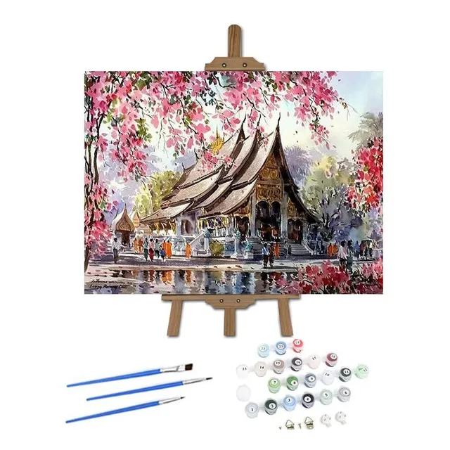 Pintura Por Números Templo Japonés Kit Pinta Tu Cuadro