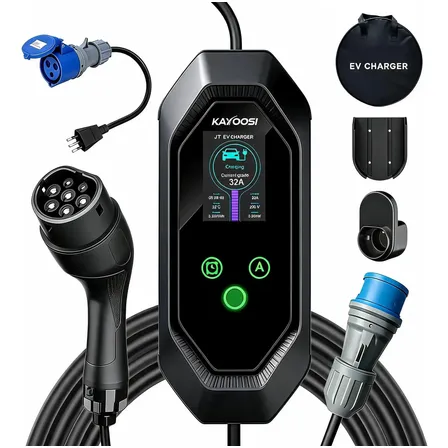 Carregador Carro Elétrico Portátil 7kw 32a Tipo 2 110/220v