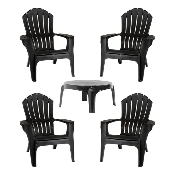 Sillón Plástico De Jardín Miami Reforzado X4 + Mesa Puket