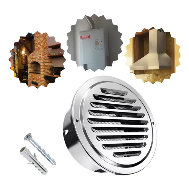 Grelha De Inox Ventilação P/ Exaustor Coifa Com Tela 125mm
