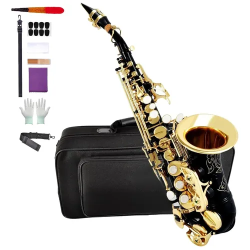 Soprano Sax Bb Saxophone Brass Material Black Nickel Plated