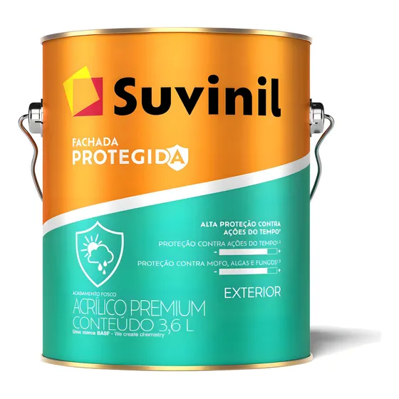 Tinta Acrílica Fachada Protegida Branco 3,6 L Suvinil Acabamento Fosco