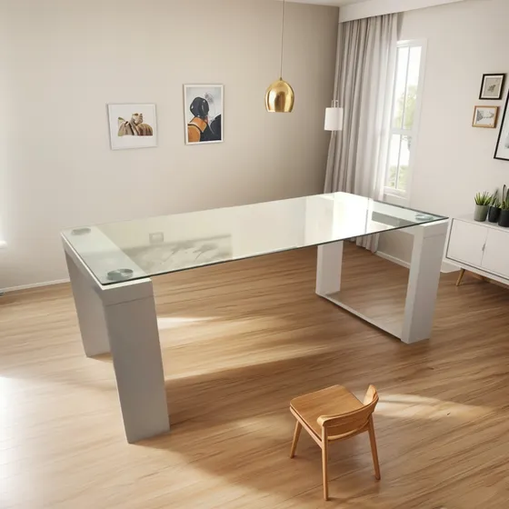 Mesa Vidrio Templado Base Laqueada 2x1 Mt. Envío Caba Gratis