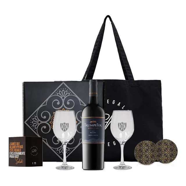 Box Futbol Argentino Trumpeter Malbec Con Copas Grabadas