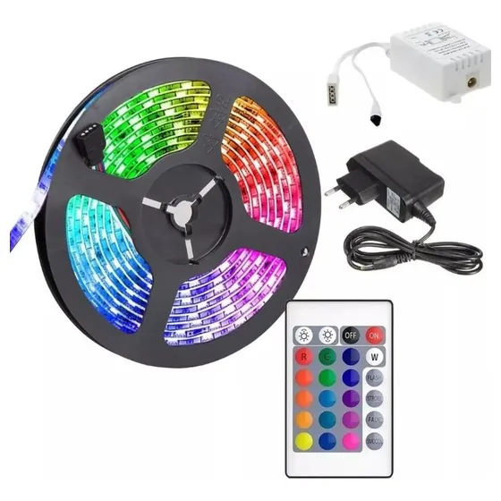 Tira Luces Cinta Led 5m Rgb Transformador + Control