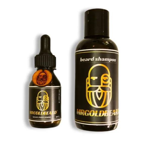 Pack Primer Paso Aceite + Shampoo Para Barba Mrgoldbeard 