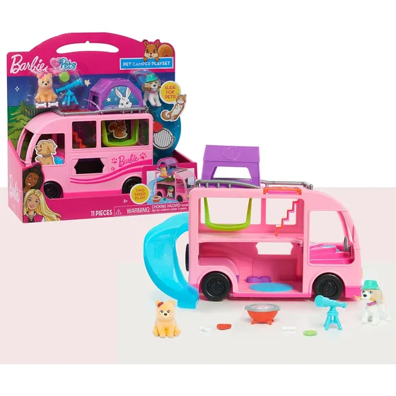 Barbie Pet Camper Juego Con Par De Figuras De Mascotas