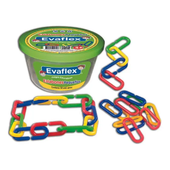 Juego Didactico Evaflex Eslabones Pequeños C/50 Piezas Color Variado