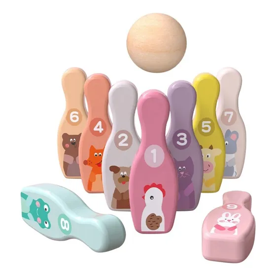 Juego Palitroque De Madera Bowling Números Didáctico Niños