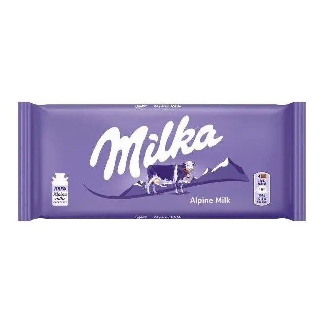 Milka Chocolate Suizo Con Leche De Los Alpes Barra De 100 Gr