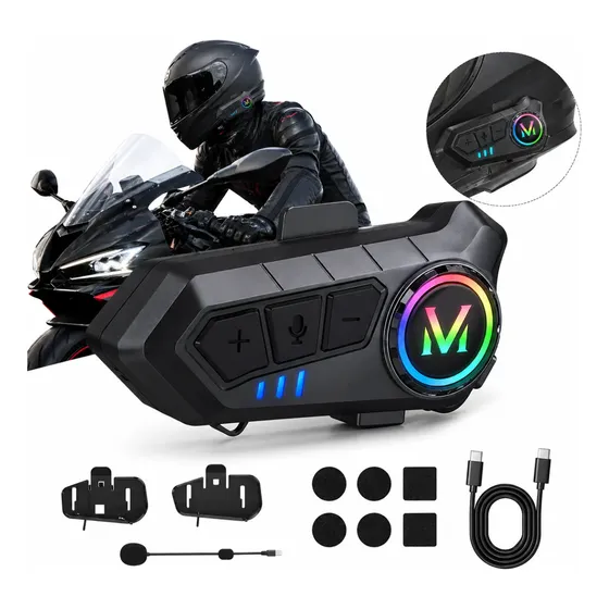 Intercomunicador Moto Capacete V6 Bluetooth Moto 1200m — foto 2