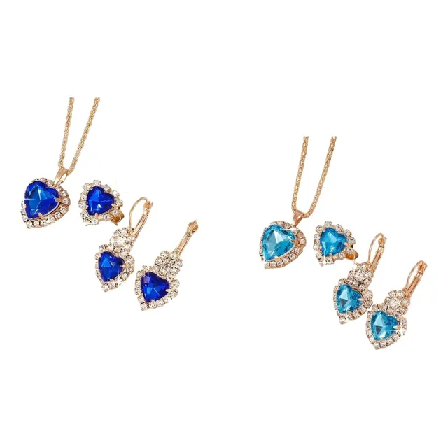 Set 2 Juegos De Collar Aretes Anillo Corazón Regalo Madres