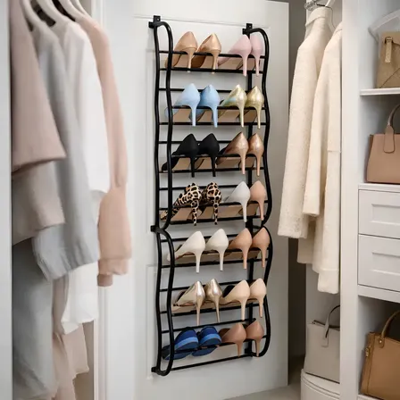 Sapateira Vertical De Parede E Porta - 36 Pares Sapato Preto