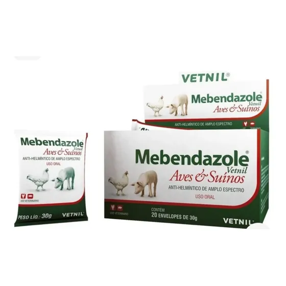 Mebendazole Caixa Com 20 X 30 Gr (vermifugo P/ Aves, Suínos)