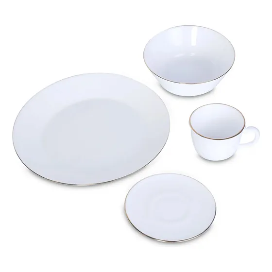 Vajilla Vitroceramica Blanca 4 Puestos 16 Piezas