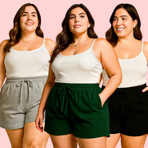 Kit 3 Shorts Leve Plus Size Grande Confortável Liso Grande