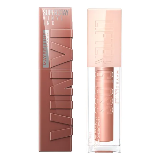 Duo Lip Combo Maybelline Labial Vinyl Ink + Lifter Gloss Color Vinyl Punchy - Gloss Stone