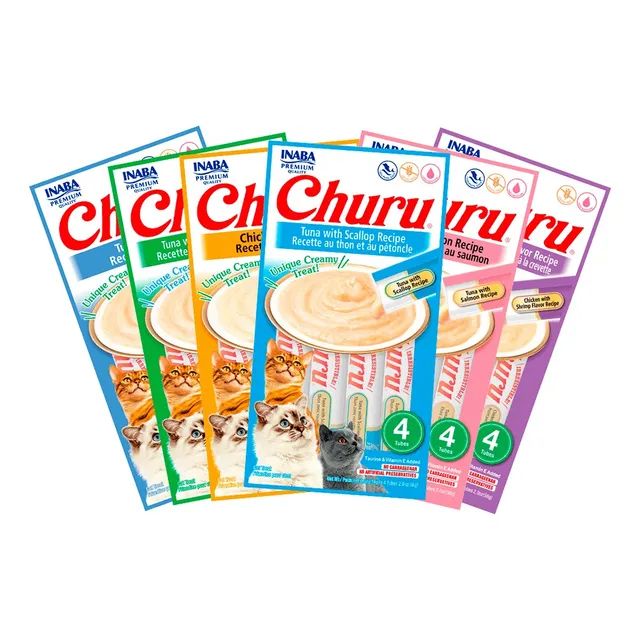 Pack Snack Cremoso Gato Churu Varios Sabores 24 X 14 Gr