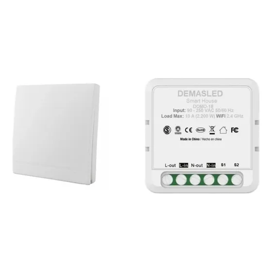 Interruptor De Pared 1 Vía Inalámbrico + Receptor Smart Wifi