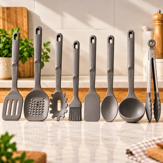 Kit 8 Utensílios Silicone Tramontina Softta Cinza Cozinha