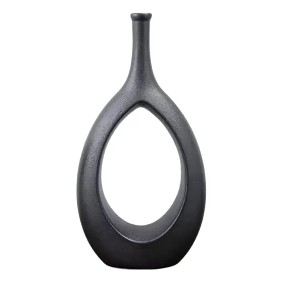 Florero Cerámica Botella Con Cuerda 27cm