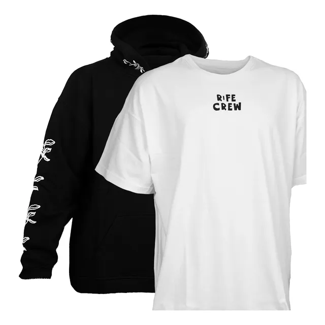 Buzo Hoodie Y Remera En Combo Oversize - Positive Rife