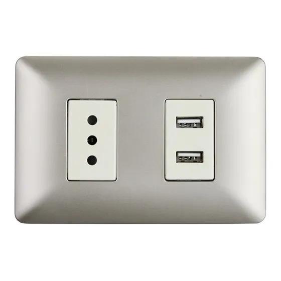 Enchufe Simple Champagne 10a 250v + 2 Tomas Usb Sec Stanford